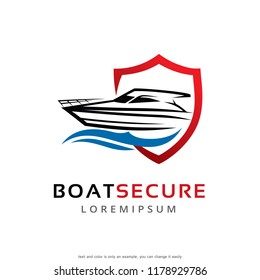 Boat Secure Logo Template Design Vector, Emblem, Concept Design, Creative Symbol, Icon