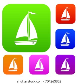 Boat set icon in different colors isolated vector illustration. Premium collection
