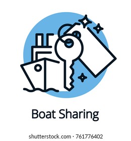 Boat sharing concept outline style  sign isolated