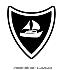 boat and shield icon. logo concept. sailor logo