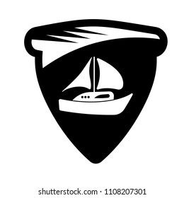 boat and shield icon. logo concept. sailor logo