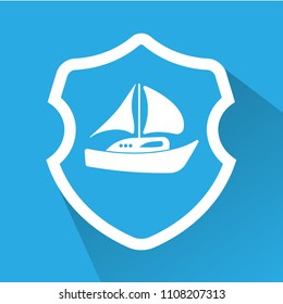 boat and shield icon. logo concept. sailor logo
