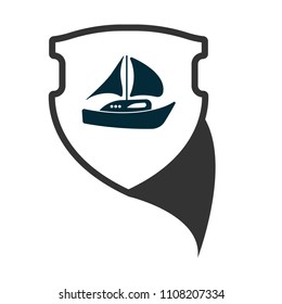 boat and shield icon. logo concept. sailor logo