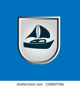 boat and shield icon. logo concept. sailor logo