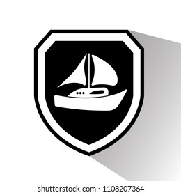 boat and shield icon. logo concept. sailor logo
