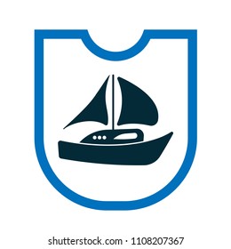 boat and shield icon. logo concept. sailor logo