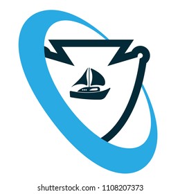 boat and shield icon. logo concept. sailor logo