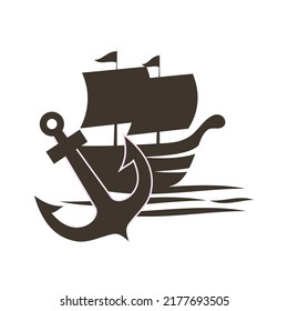 Boat Ship Anchor marine logo Icon Illustration Brand Identity