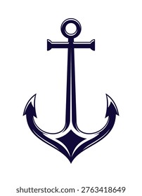 Boat ship anchor nautical tattoo object. Boat iron hook maritime heraldic element, vessel metal anchor marine heraldry vector sign. Ship equipment navy medieval crest symbol or object