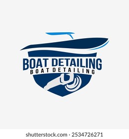 Boat Ship Auto Detailing Wash Logo Template Vector