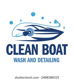 Boat and ship cleaning logo design template.