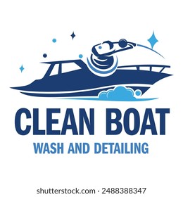 Boat and ship cleaning logo design template.