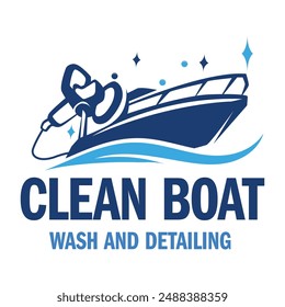 Boat and ship cleaning logo design template.