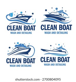Boat and ship cleaning logo design template.