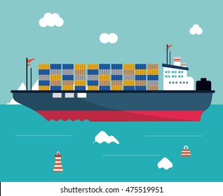 boat ship clouds sea ocen transportation icon. Colorful and flat design. Blue background. Vector illustration