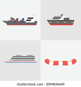 Boat and Ship with different color and type