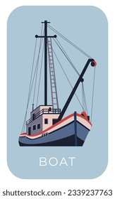 Boat and ship flat illustration