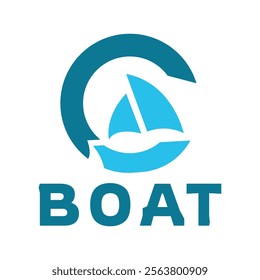 boat ship flat minimalist logo