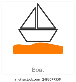 Concepto de icono de barco y barco
