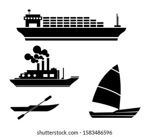 boat and ship icon set, vector illustration