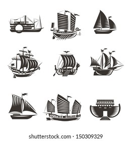 Boat and ship icons set