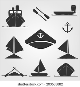 boat and ship icons set