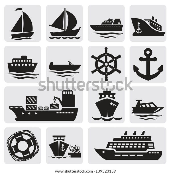 boat and ship icons\
set