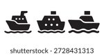 Boat and ship icons set. simple maritime transport symbols, isolated on white background.