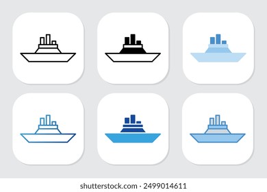 boat ship icons with various design styles	