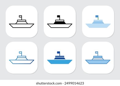 boat ship icons with various design styles	