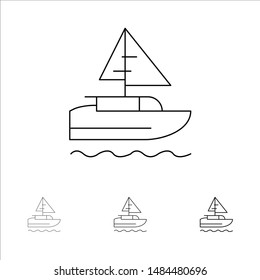 Boat, Ship, Indian, Country Bold and thin black line icon set. Vector Icon Template background