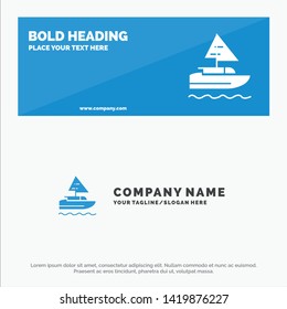 Boat, Ship, Indian, Country Solid Icon Website Banner and Business Logo Template