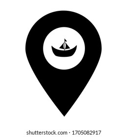 Boat, ship location map pin pointer icon. Element of map point for mobile concept and web apps. Icon for website design and app development. Premium travel icon sign