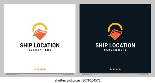 Boat ship logo design template with location logo. Premium Vector