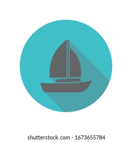 Barco, enviar icono de sombra larga. Glifo simple, vector plano de los iconos de transporte para ui y ux, sitio web o aplicación móvil