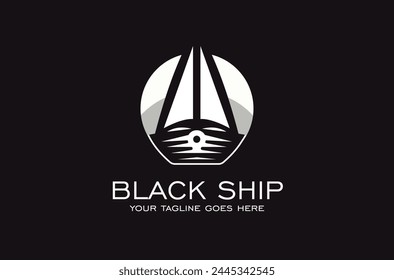 Boat ship sail Sailboat simple Sailing Travel Transport logo design on black background