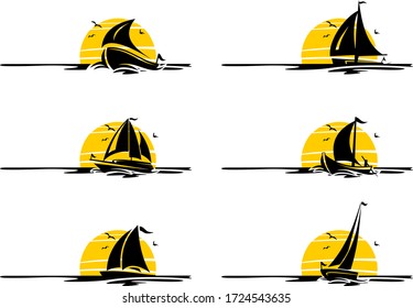 BOAT SHIP SAILING Wave Icon Vector 