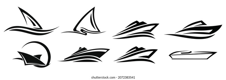 boat ship sea sailing vector logo