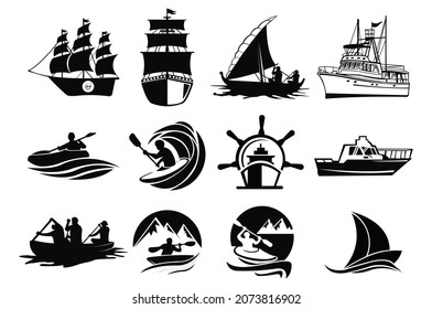 boat ship sea sailing vector logo