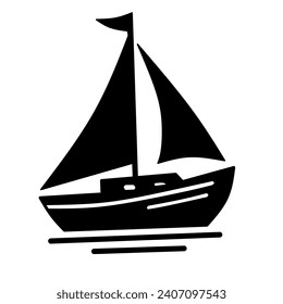 Boat or ship silhouette cut out vector icon