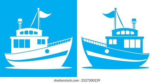 Boat and Ship Silhouette Vector Icon. Detailed Illustrations of Transport Vessels and Commercial Ships - Perfect for Nautical, Marine, and Logistics Designs