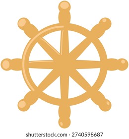 Boat ship steering wheel vector. Rudder icon. Marine captain helm isolated. Old handwheel for sailboat schooner vessel illustration on white background