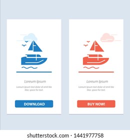 Boat, Ship, Transport, Vessel  Blue and Red Download and Buy Now web Widget Card Template