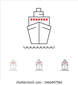 Boat, Ship, Transport, Vessel Bold and thin black line icon set. Vector Icon Template background