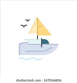 Boat, Ship, Transport, Vessel  Flat Color Icon. Vector icon banner Template. Vector Icon Template background