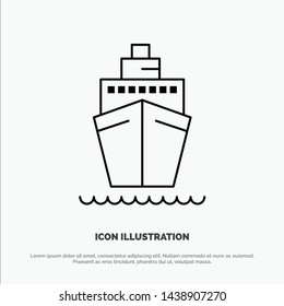 Boat, Ship, Transport, Vessel Vector Line Icon