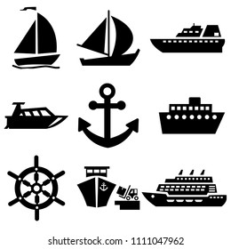 boat and ship vector icons set