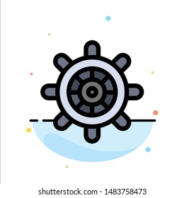 Boat, Ship, Wheel Abstract Flat Color Icon Template