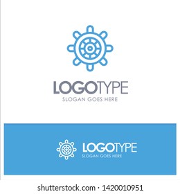 Boat, Ship, Wheel Blue outLine Logo with place for tagline