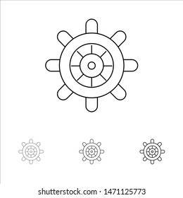Boat, Ship, Wheel Bold and thin black line icon set. Vector Icon Template background